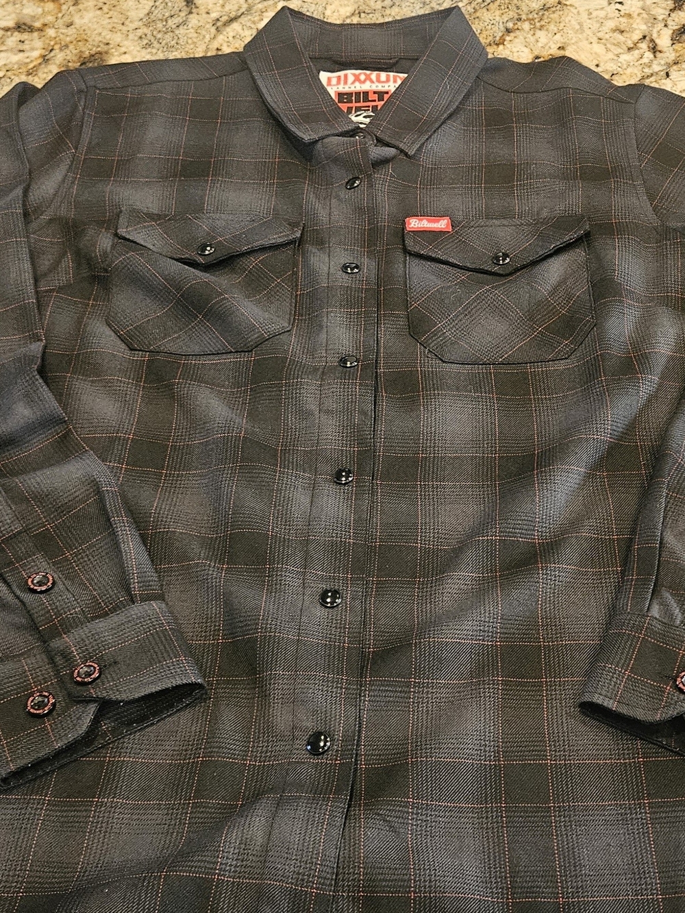 DIXXON Black Plaid Button-Down Shirt with Thin Red Windowpane BILT WELL